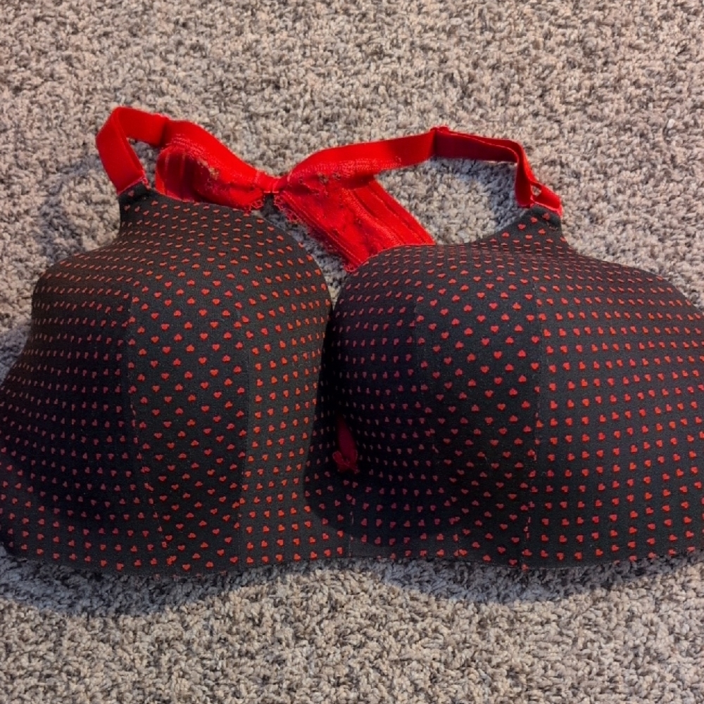Cacique Black Bra with Red Dots